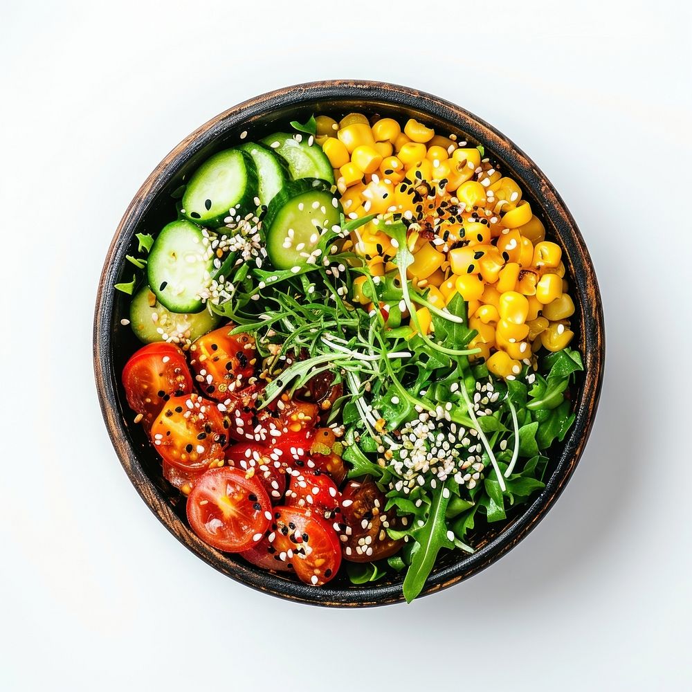 Bowl with delicious vegetable salad bowl food meal.