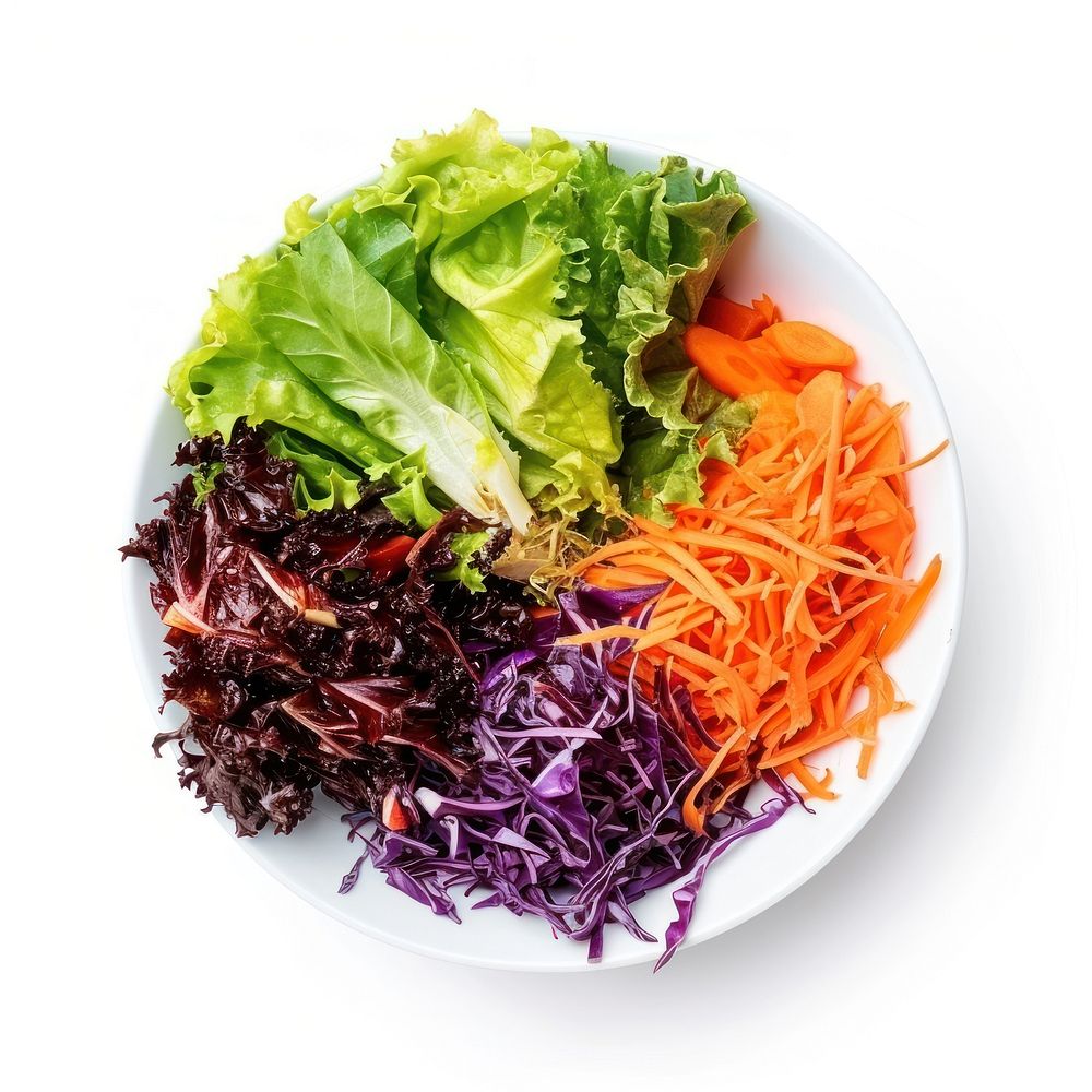 Bowl with delicious vegetable salad lettuce carrot lunch.
