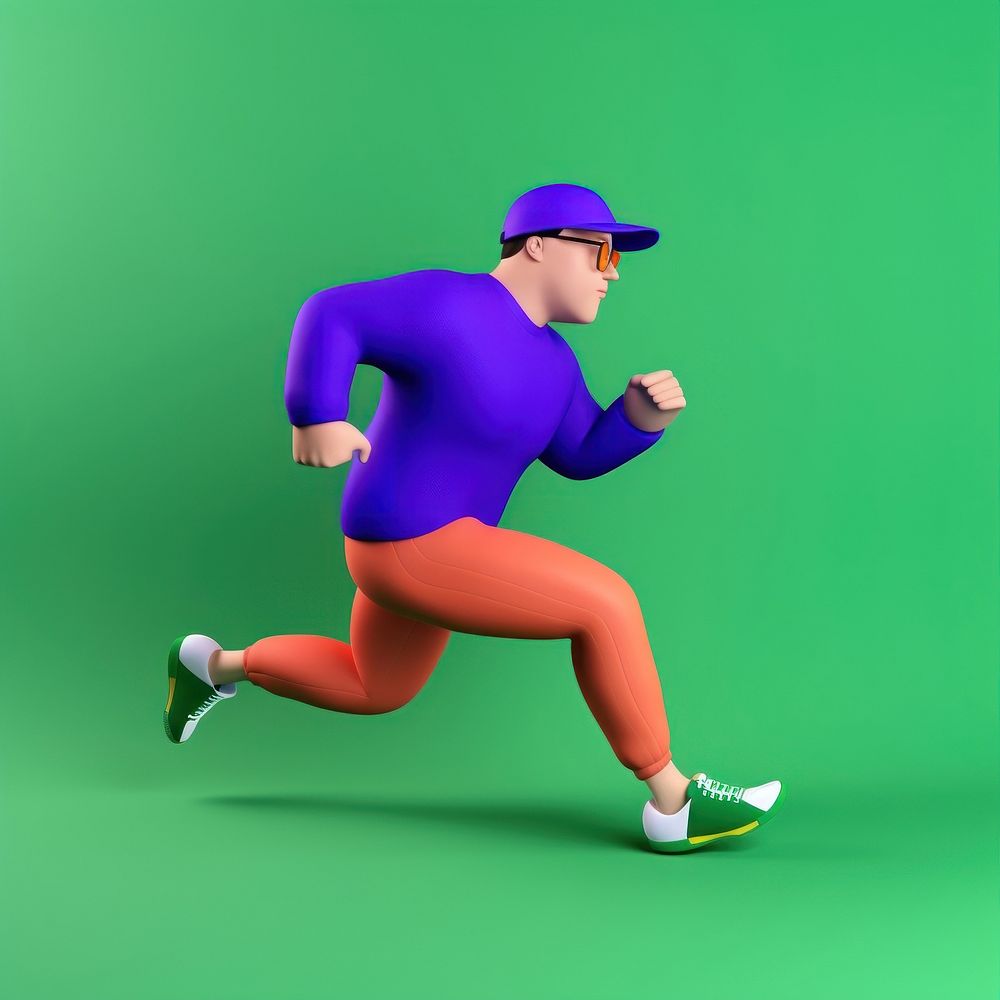 A man jogging wearing cap and sportsuit running determination competition. AI generated Image by rawpixel.