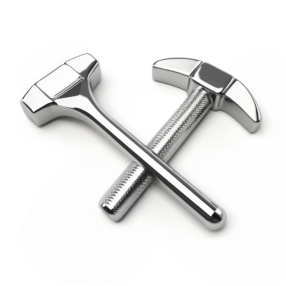 Wrench and hammer Icon Chrome material tool white background electronics.