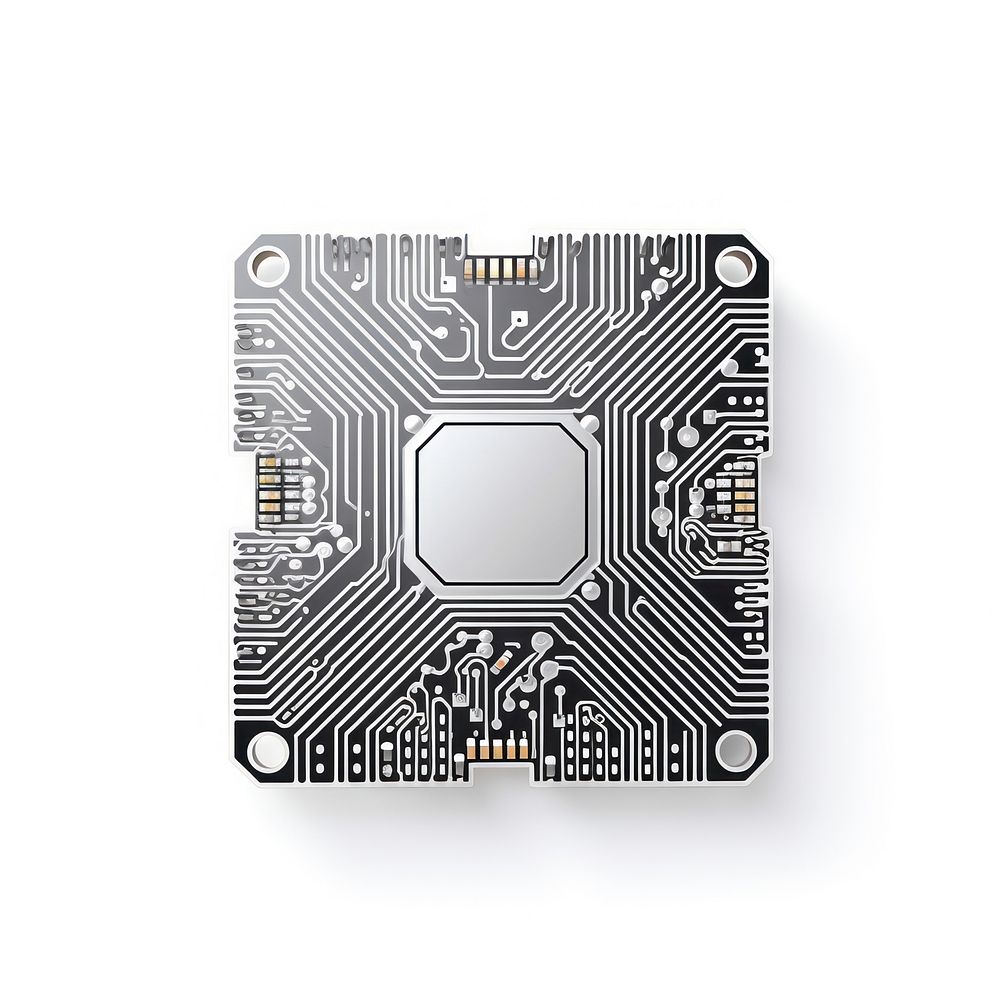 Circuit board icon vector Chrome material technology white background electronics.