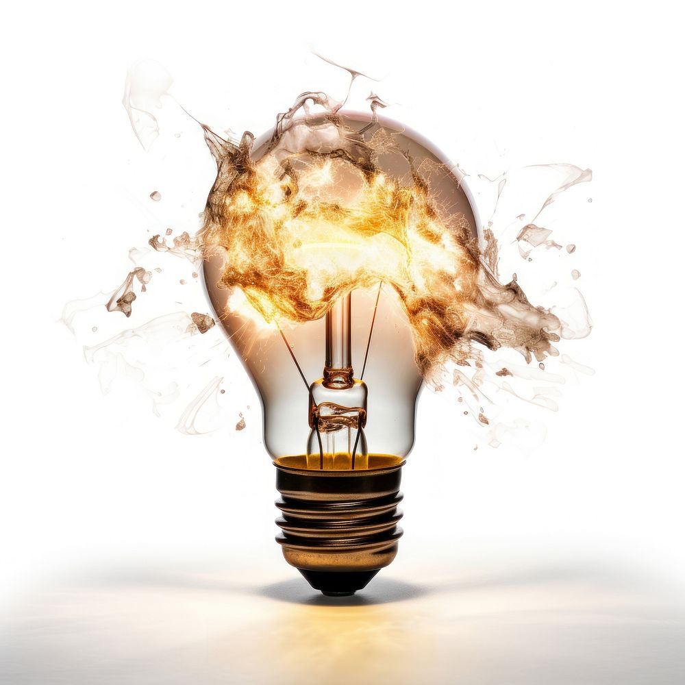 Light bulb breacking and explosion lightbulb electricity illuminated. AI generated Image by rawpixel.