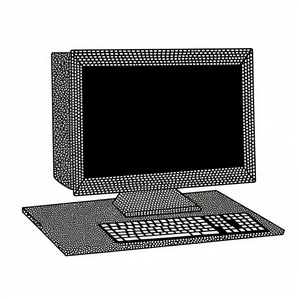 Computer computer black white background.