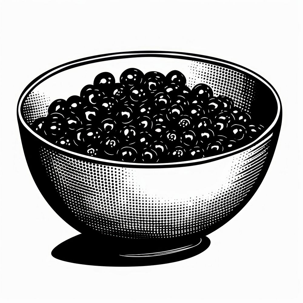 Acai bowl black food monochrome.