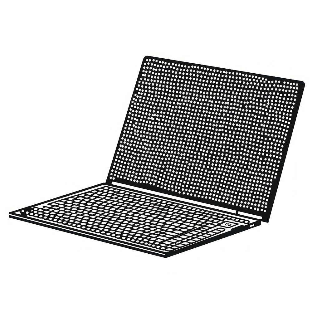 Laptop computer black white background.