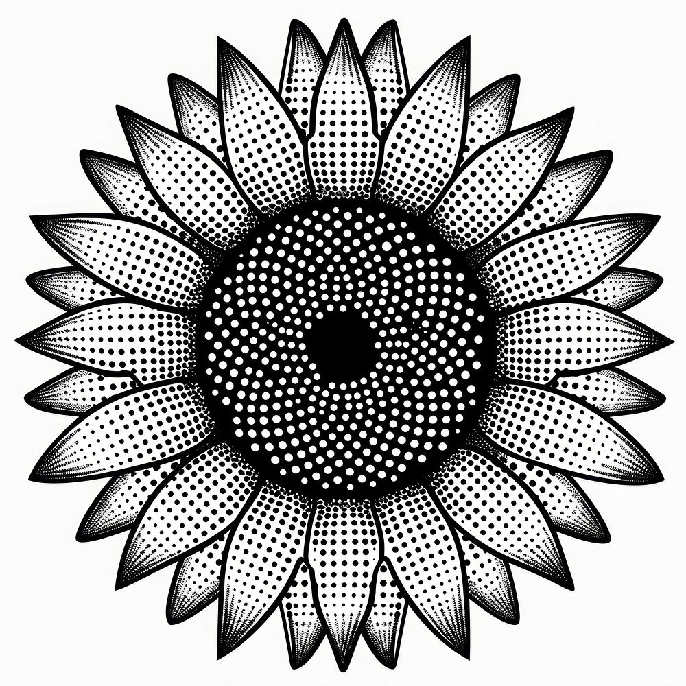 Sunflower pattern white art.