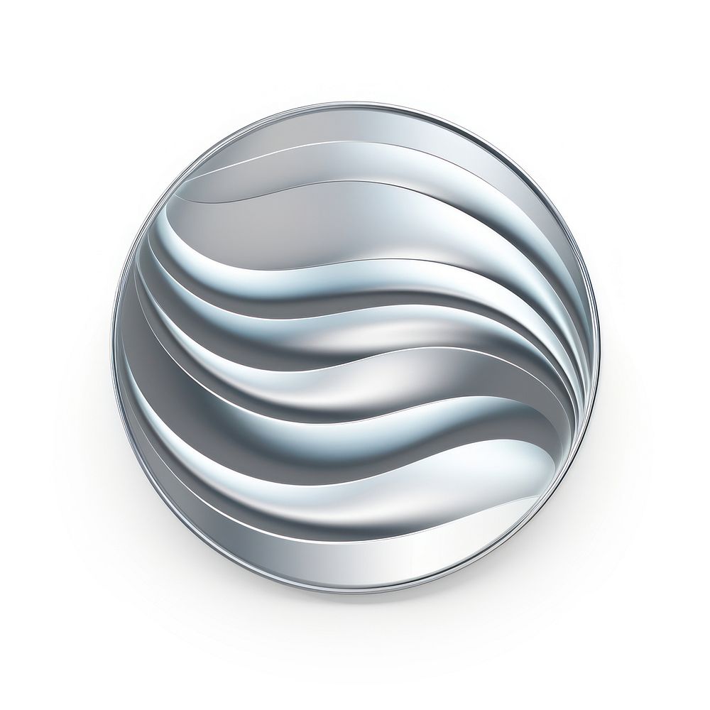 Wave icon Chrome material silver sphere shape.