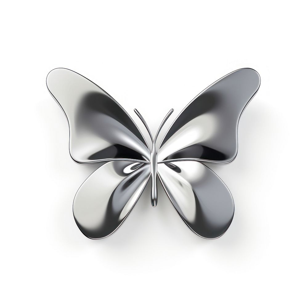 Butterfly Chrome material silver white background accessories.