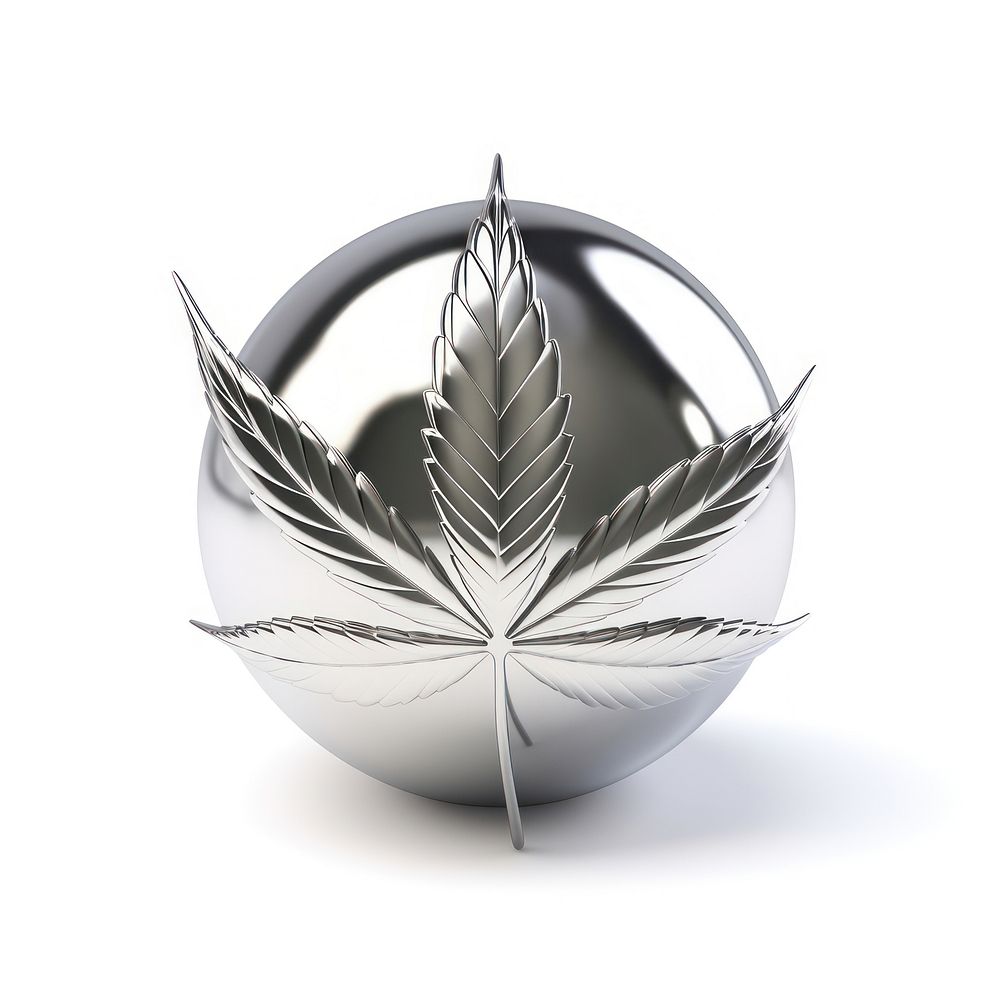 Cannabis Chrome material silver shiny shape.