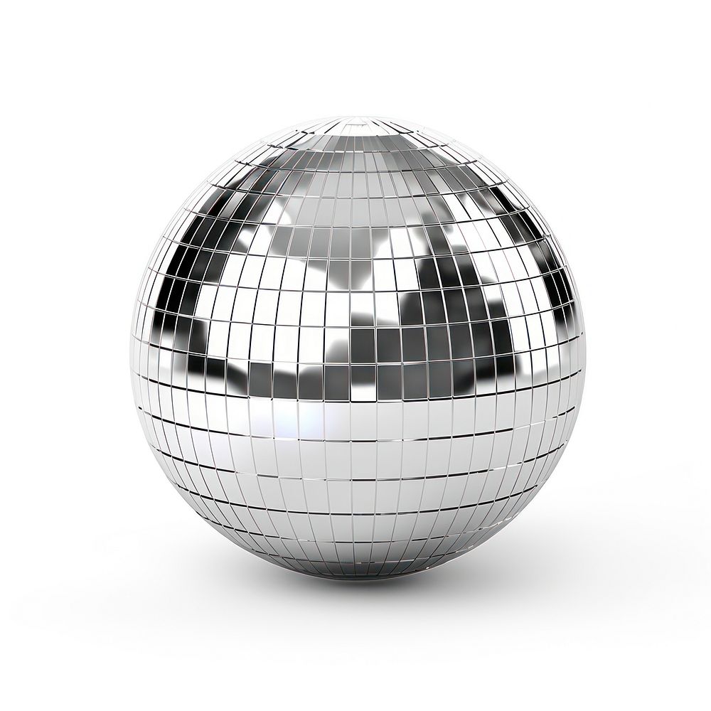 Disco ball icon Chrome material sphere silver shiny.