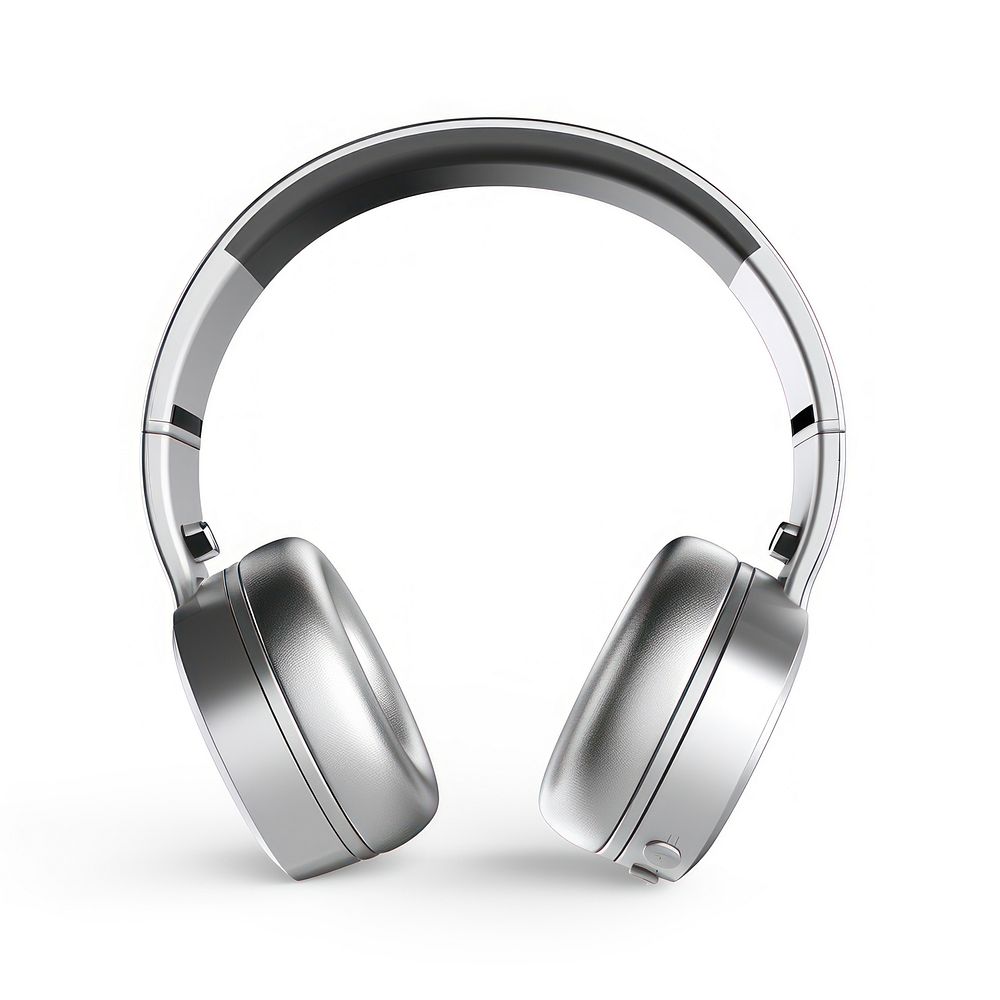 Headphone icon Chrome material headphones headset silver.