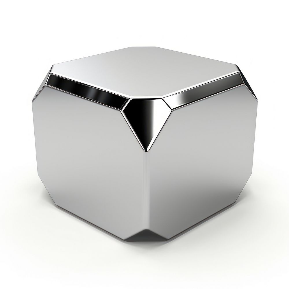 Hexagon Shape Chrome material silver shiny shape.