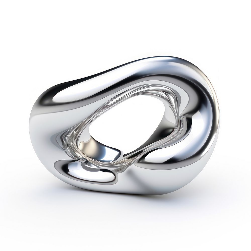 Liquid Shape Chrome material silver platinum jewelry.