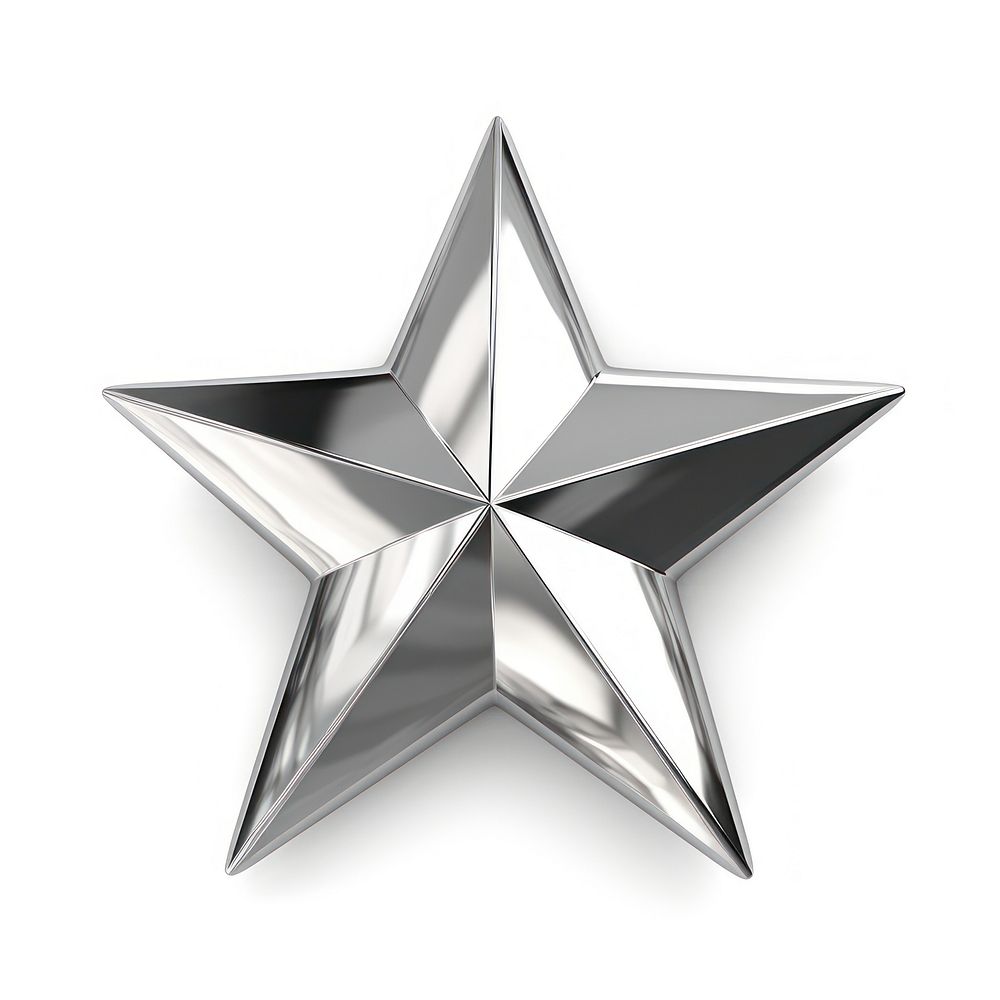 Star Icon Chrome material silver symbol shape.