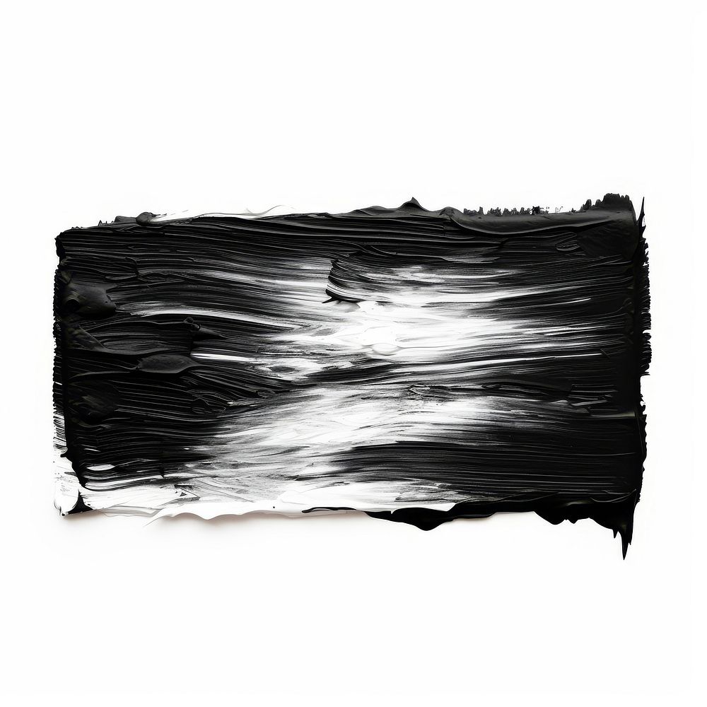Black and white flat paint brush stroke rectangle paper white background.