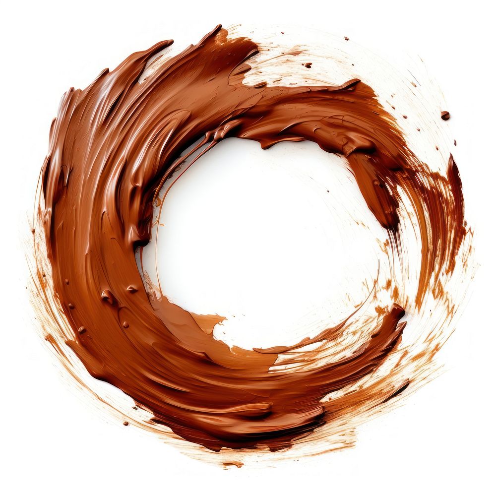 Brown thick paint stroke circle dessert white background confectionery.