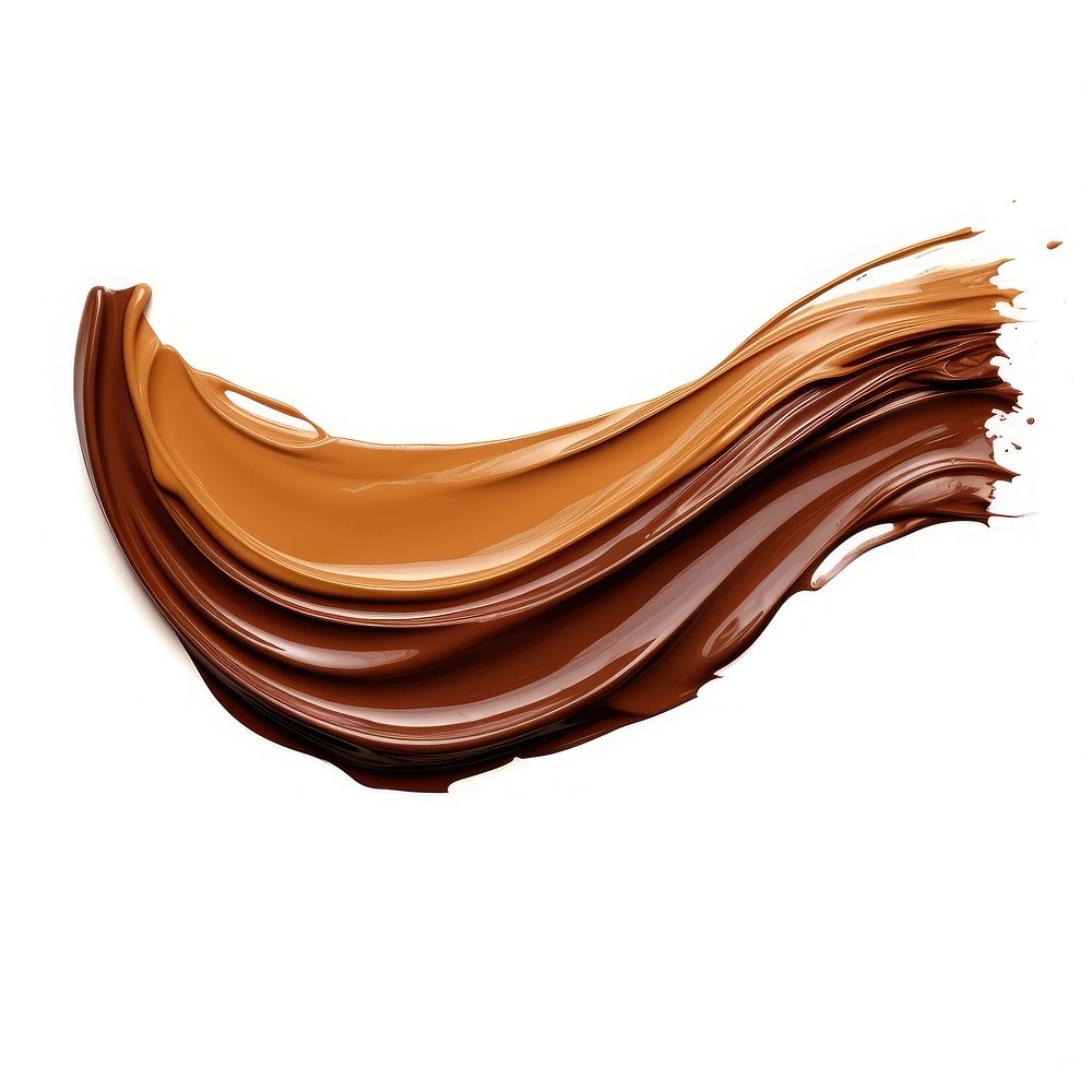 Flat brown paint brushstroke white background confectionery chocolate.