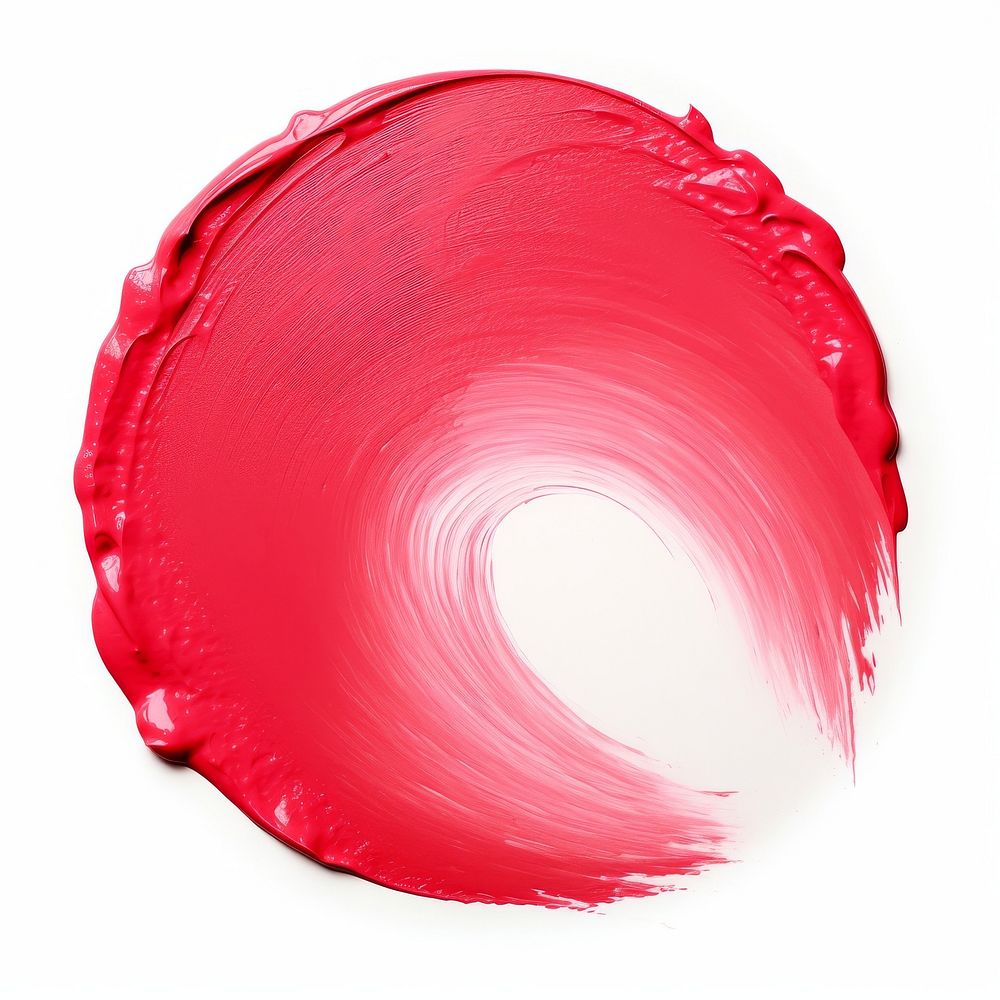 Flat light red paint brushstroke in round shape petal white background confectionery.