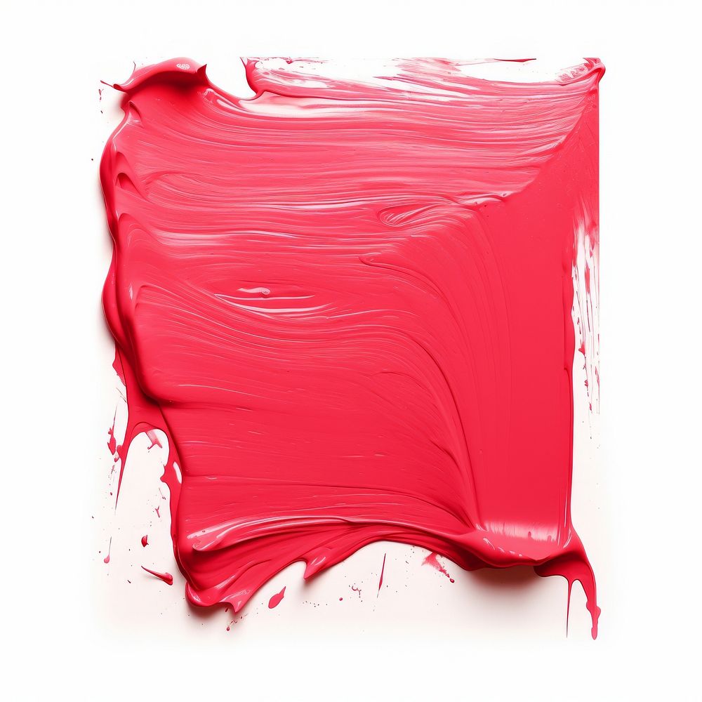 Flat light red paint brushstroke in square shape backgrounds white background splattered.