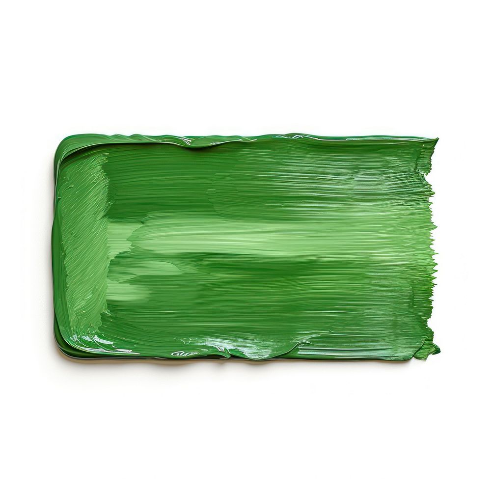 Green flat paint brush stroke backgrounds rectangle white background.