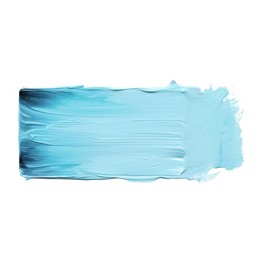 Light blue flat paint brush stroke rectangle turquoise white background.