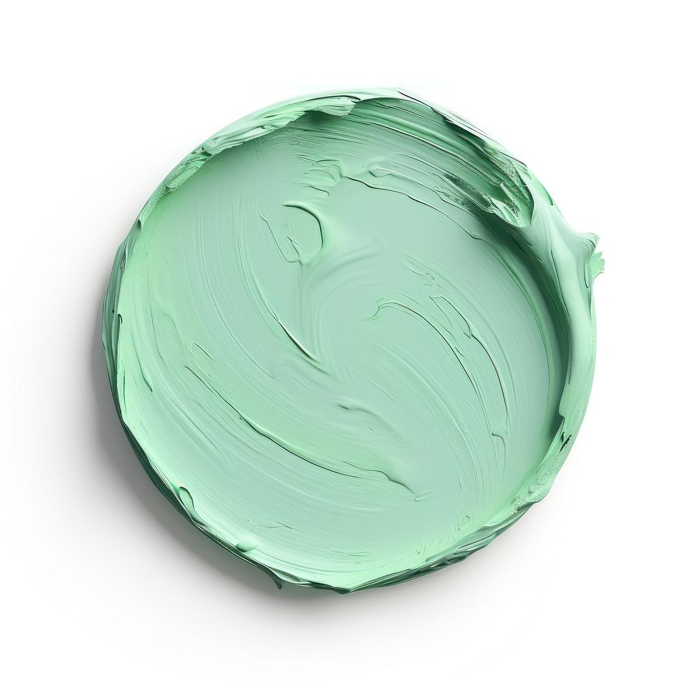 Mint green flat paint brush stroke white background turquoise porcelain.