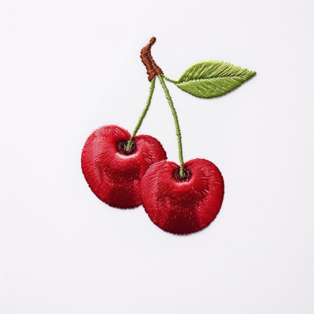 A 2 cherry in embroidery style fruit plant food.