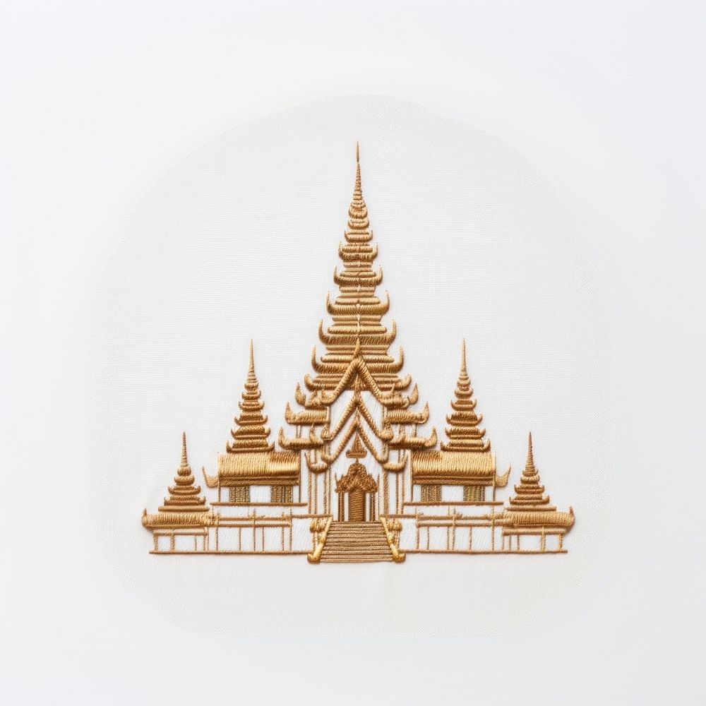 A thai temple in embroidery style architecture building pagoda.