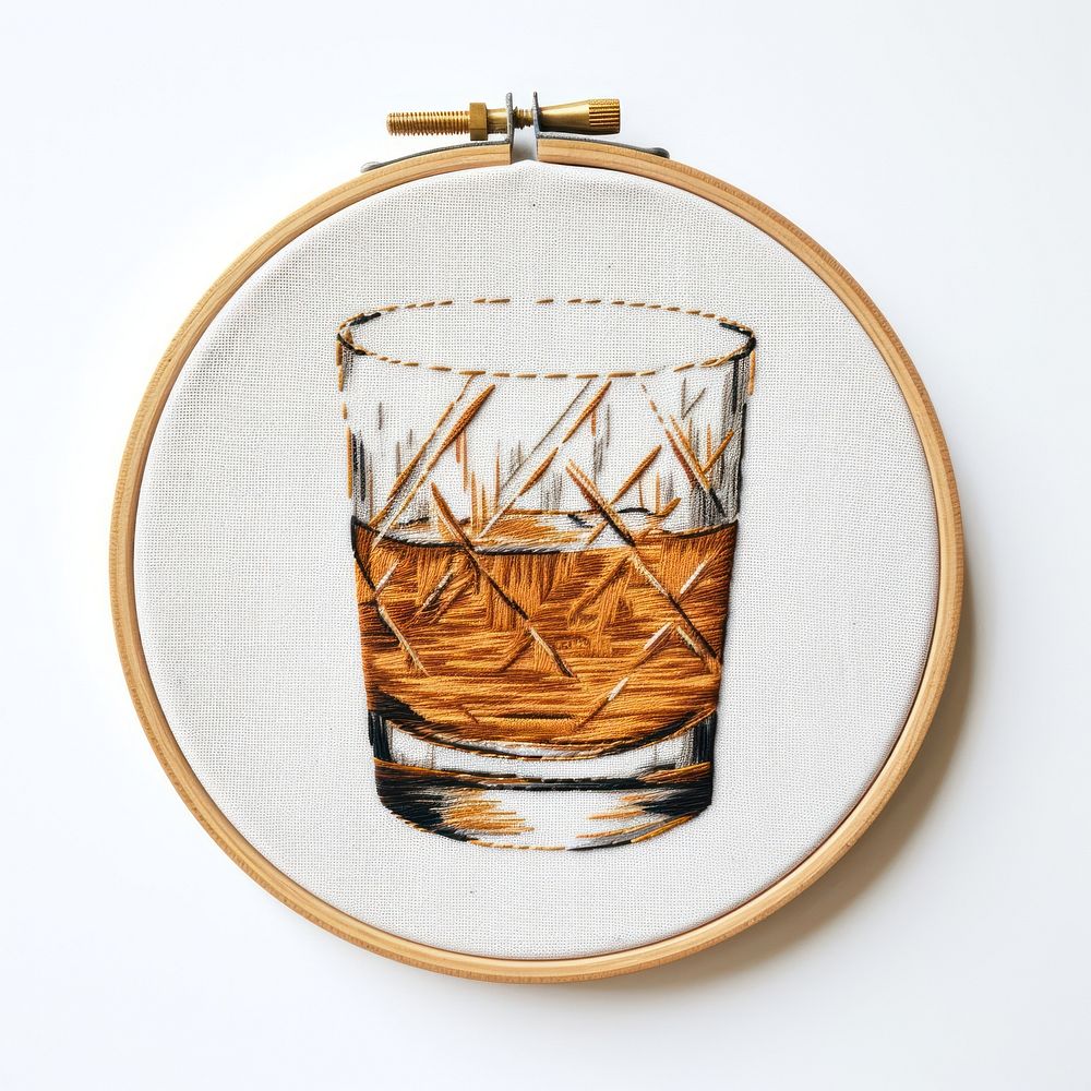 A whiskey in embroidery style drink refreshment drinkware.