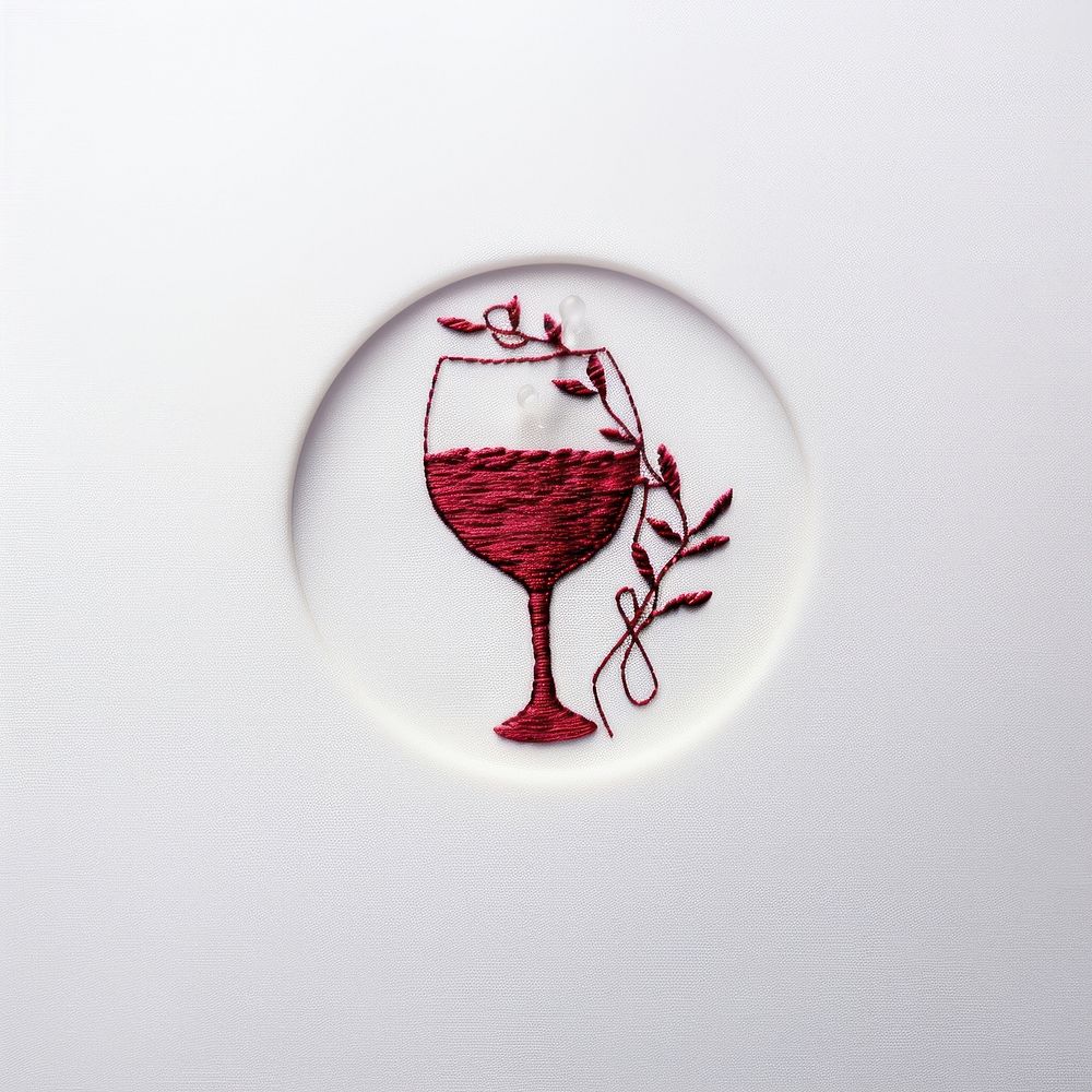 A wine in embroidery style glass drink refreshment.