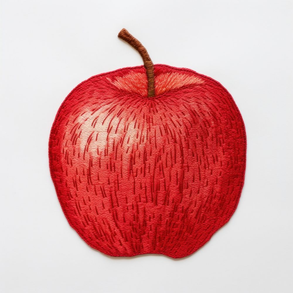 Apple in embroidery style fruit plant food.