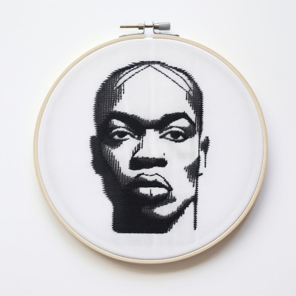 A black man head in embroidery style photo art representation.