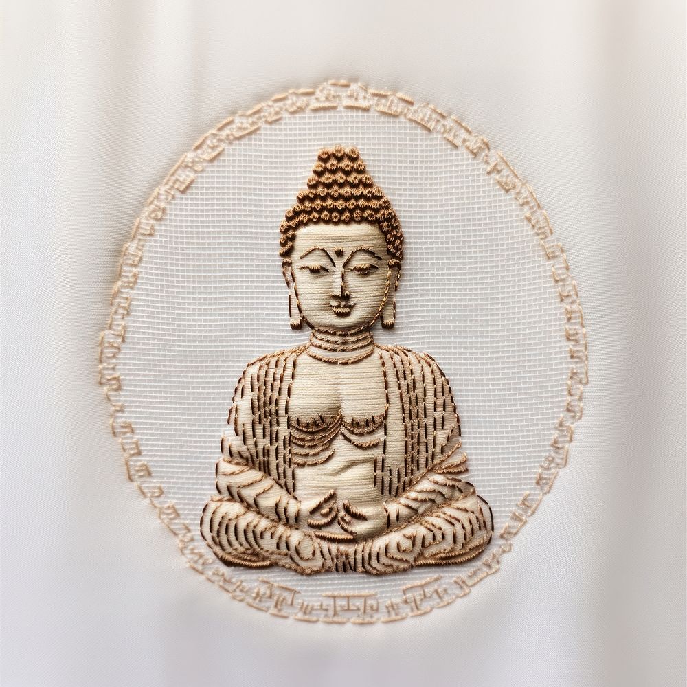 A buddha in embroidery style art representation spirituality.