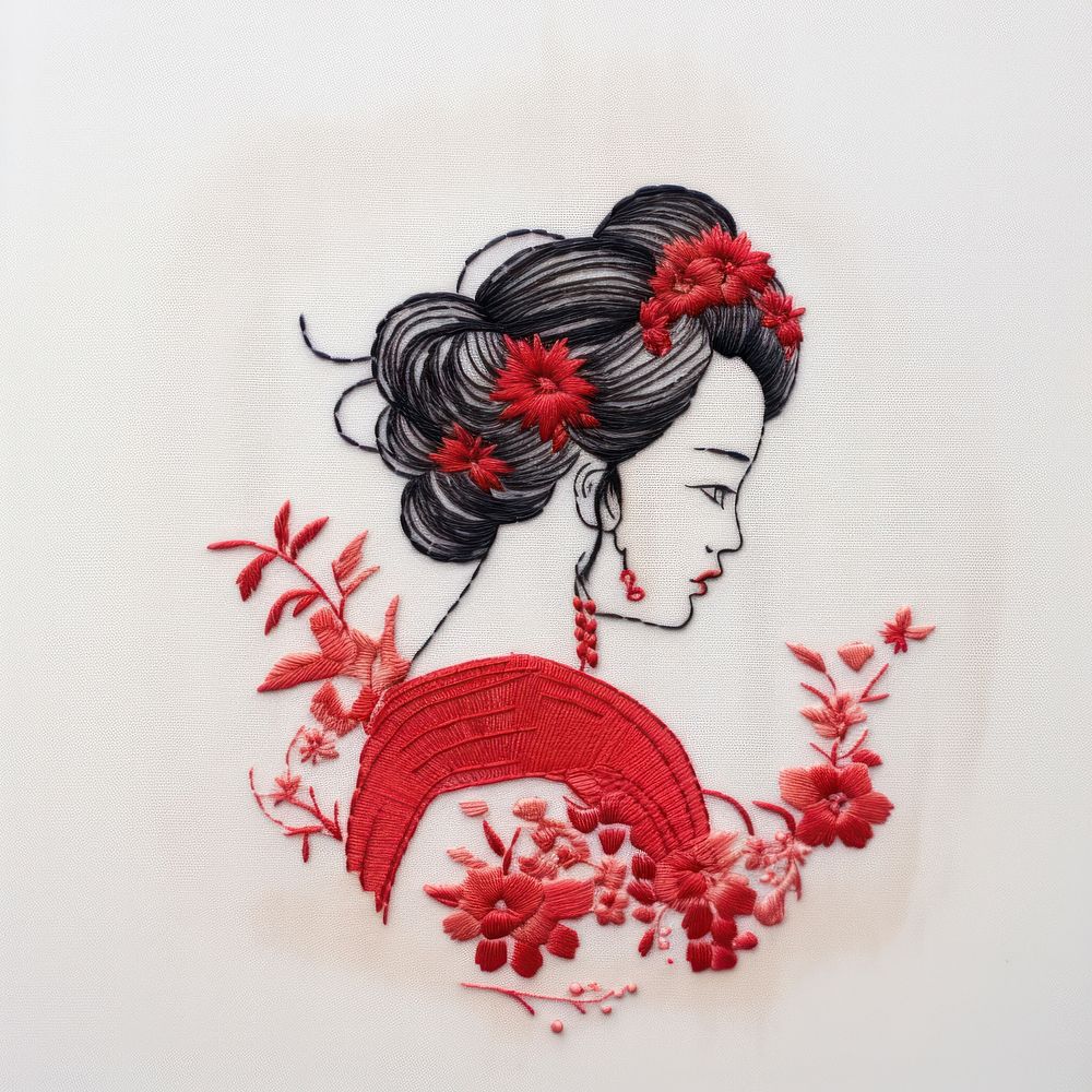 A chinese in embroidery style needlework pattern adult.