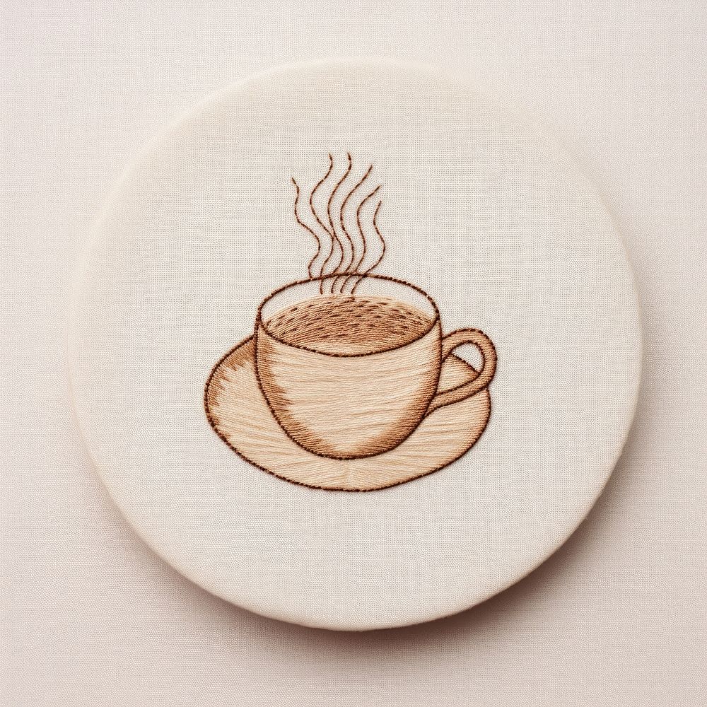 A coffee cup in embroidery style porcelain pattern saucer.