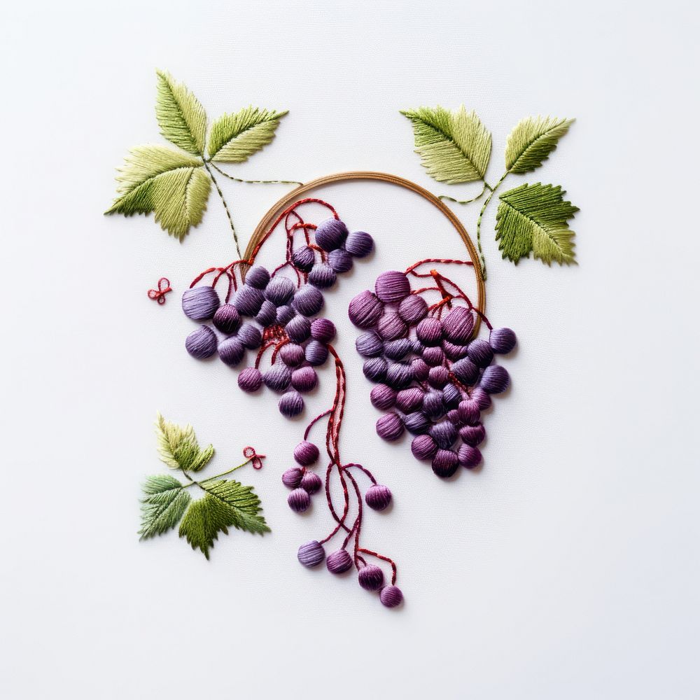 A grapes in embroidery style fruit berry plant.