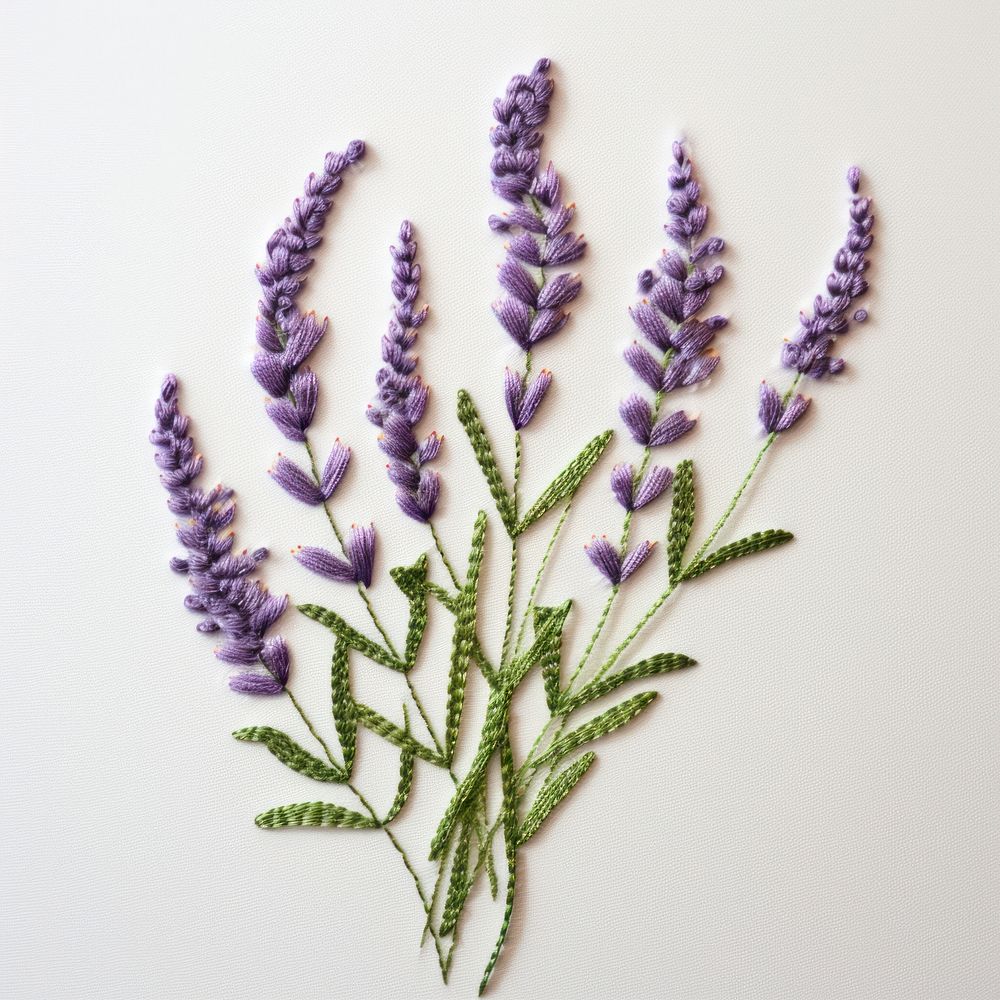 A lavender in embroidery style pattern flower purple.