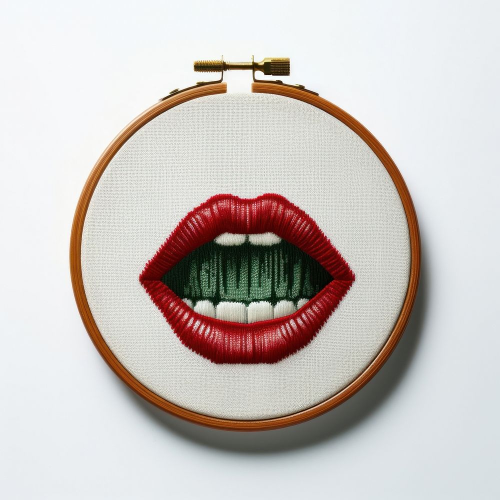 Mouth snooker in embroidery style textile pattern accessories.