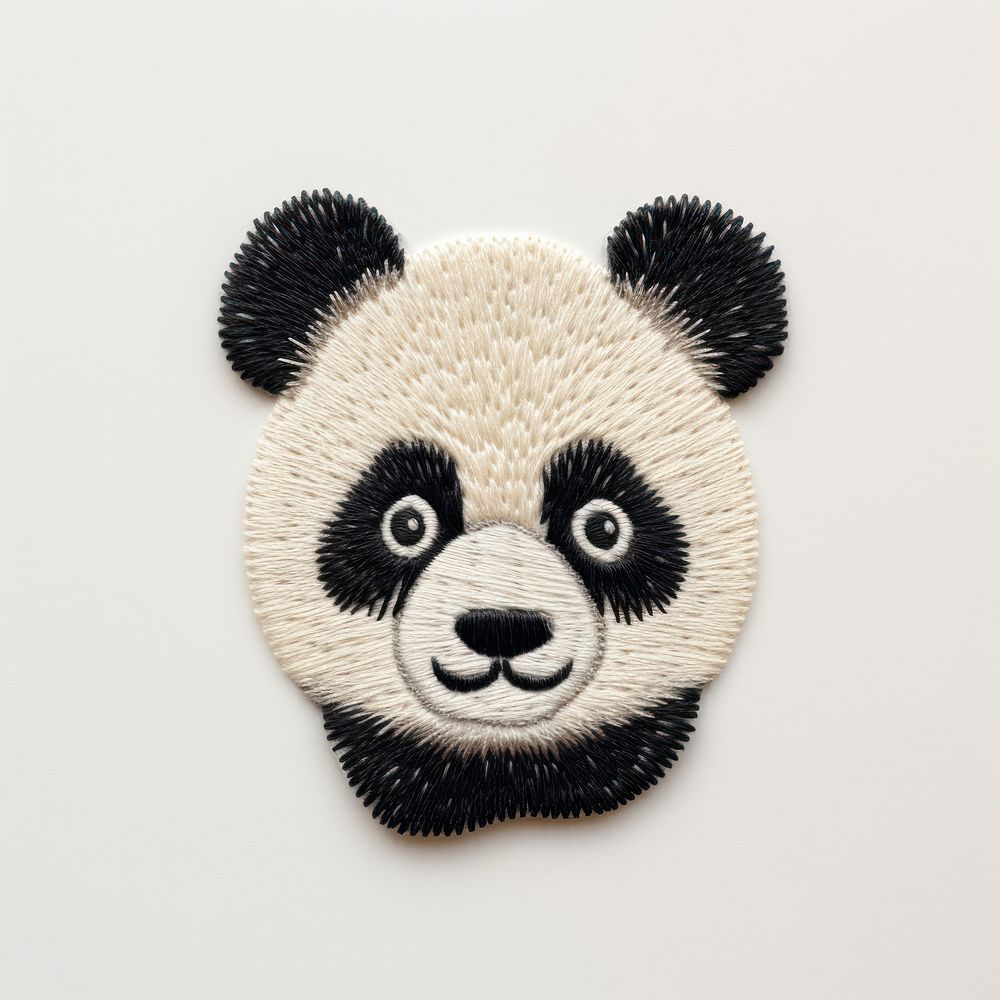 Panda in embroidery style mammal animal anthropomorphic.