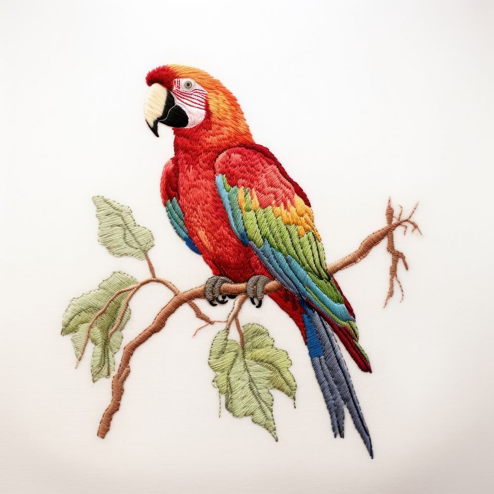 A parrot in embroidery style animal bird creativity.