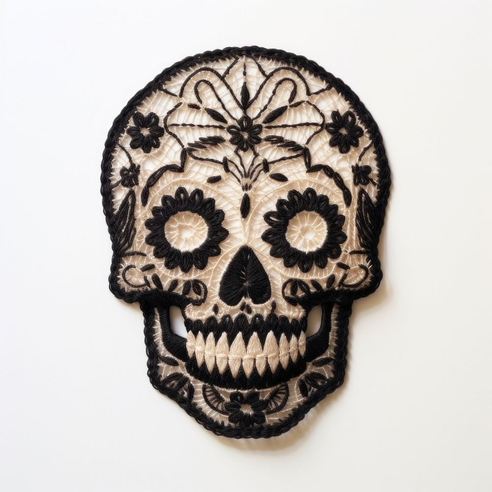 Skull in embroidery style pattern representation creativity.