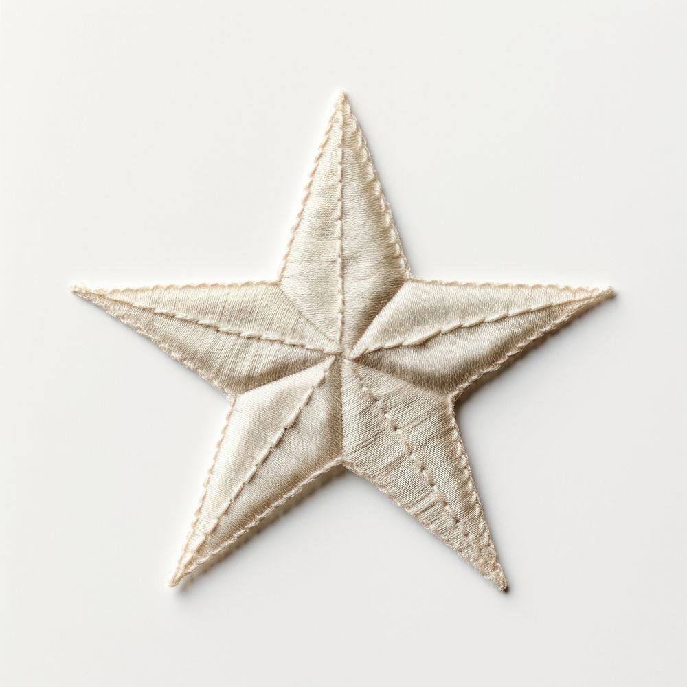 A star in embroidery style textile white simplicity.