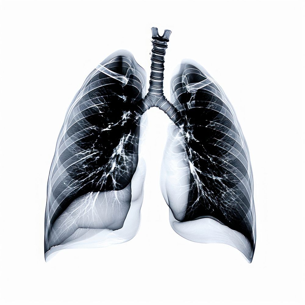 X-ray picture of lungs in film white background fracture hospital.