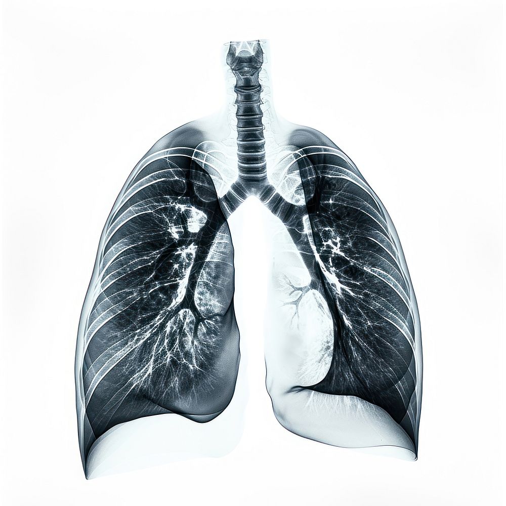 X-ray picture of lungs in film white background hospital person.