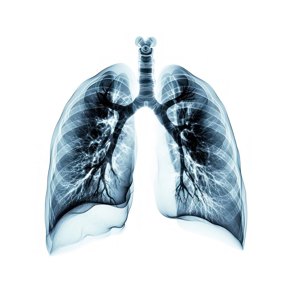 X-ray picture of lungs white background radiography tomography.