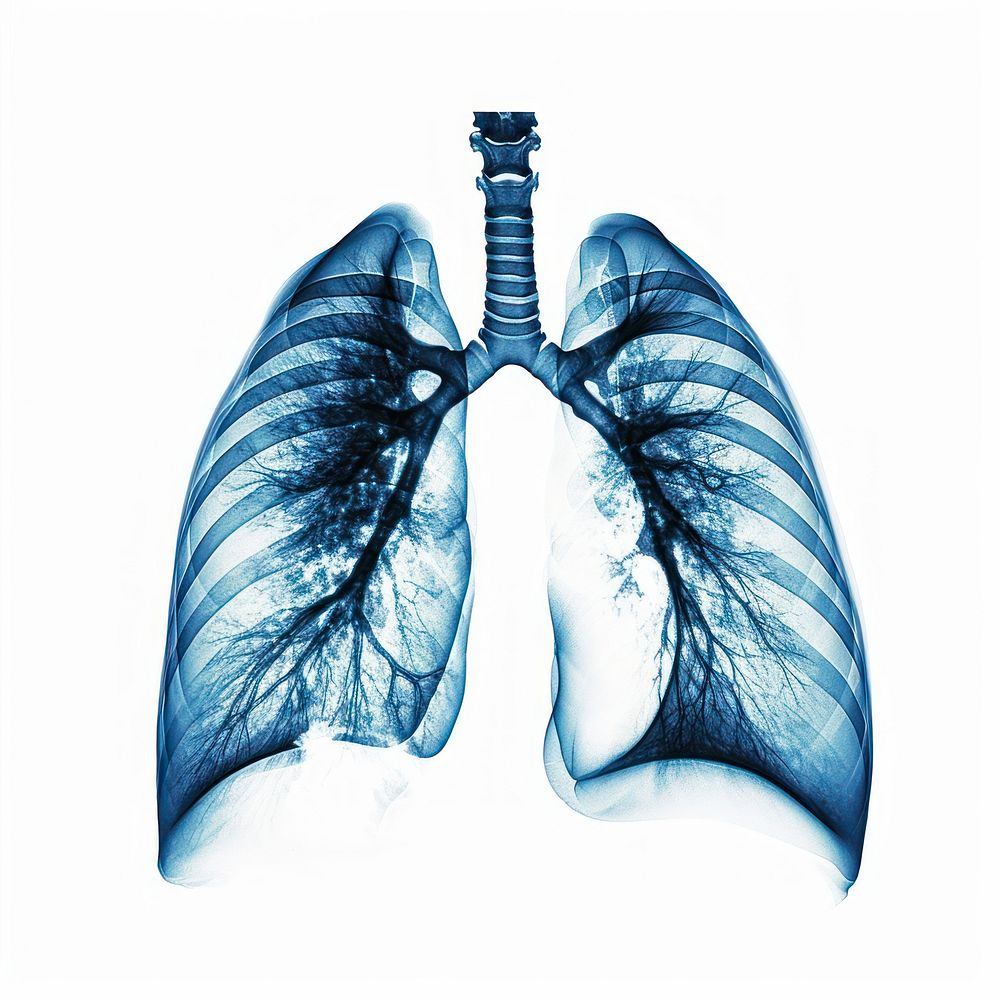 X-ray picture of lungs white background tomography fracture.