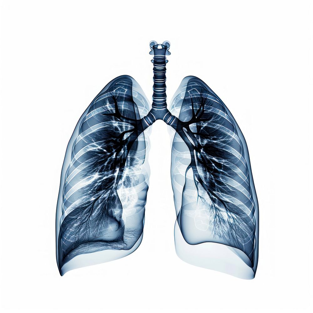 X-ray picture of lungs in film white background hospital fracture.