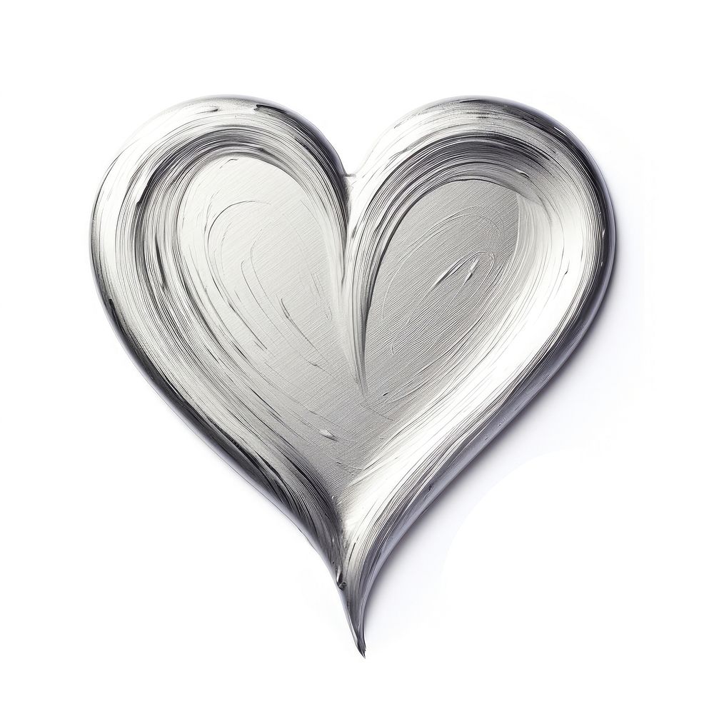 Silver flat paint brush stroke heart backgrounds drawing.