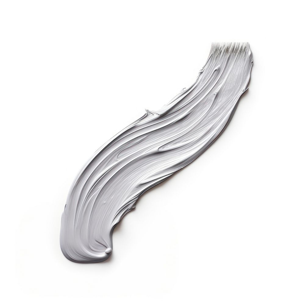 Silver flat paint brush stroke white background aluminium cutlery.