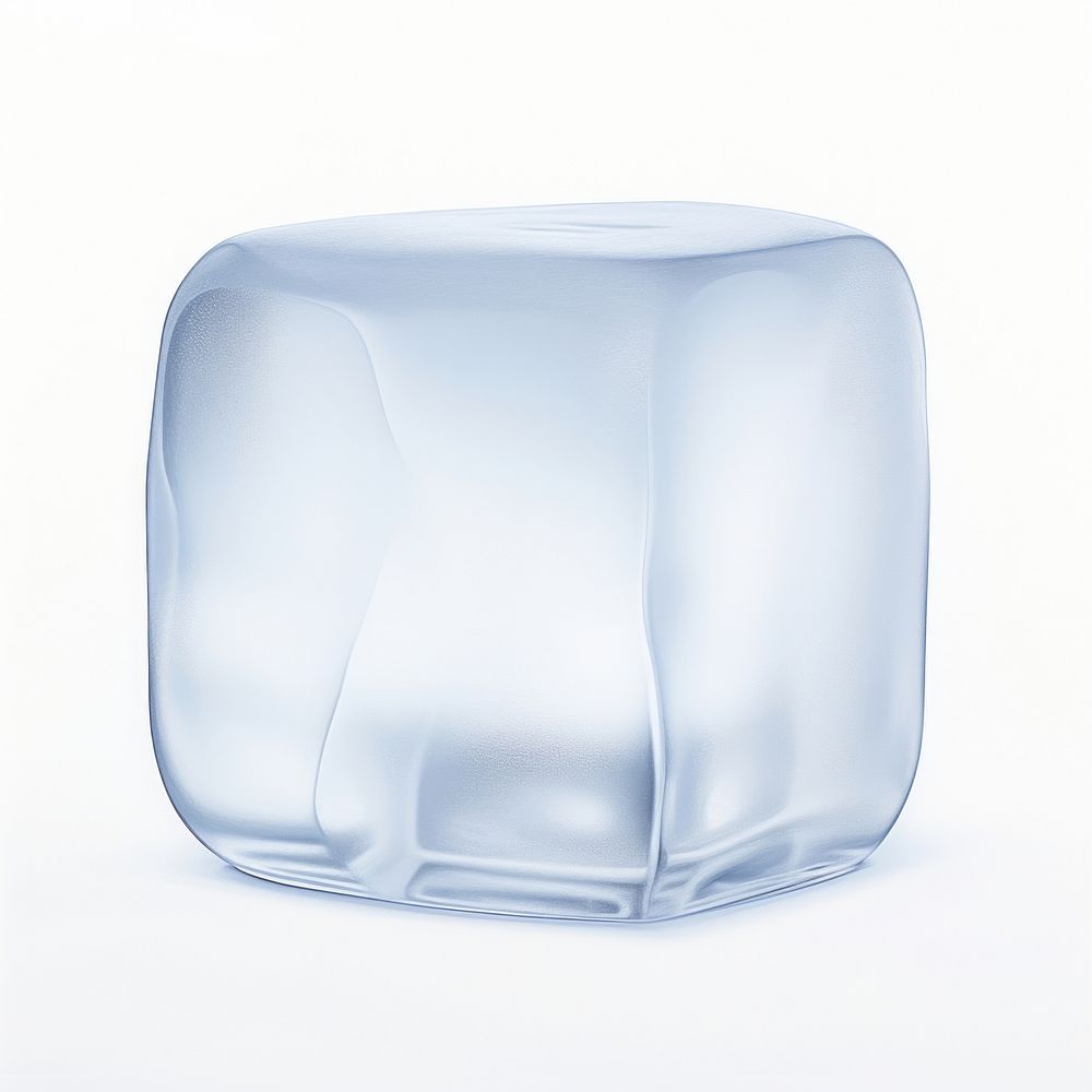 Surrealistic painting of ice cube melt white glass vase.
